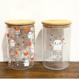 NEW: Gourmet Kitchen - Trick or Treat, Ghosts, Glass Containers with Bamboo Lids